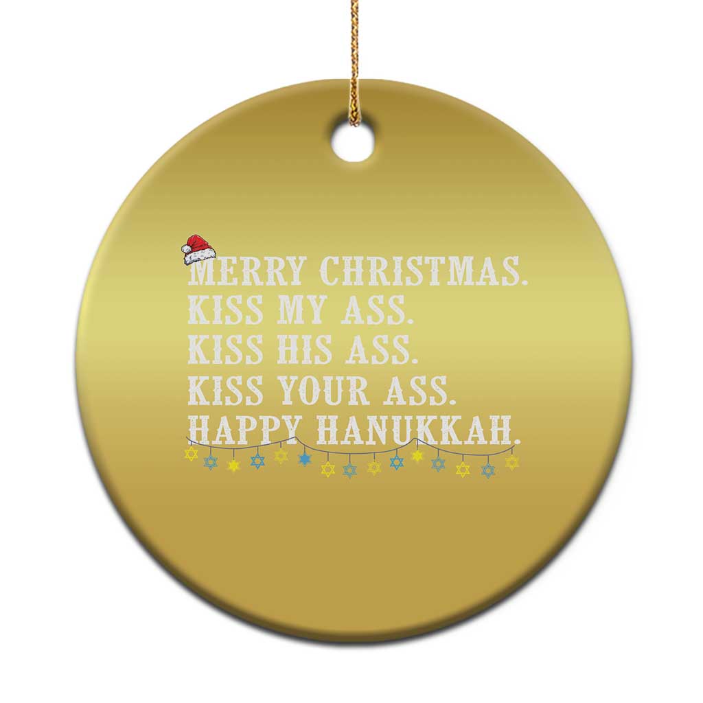 Funny Merry Xmas Kiss My His Your Ass Happy Hanukkah Christmas Ornament - Wonder Print Shop