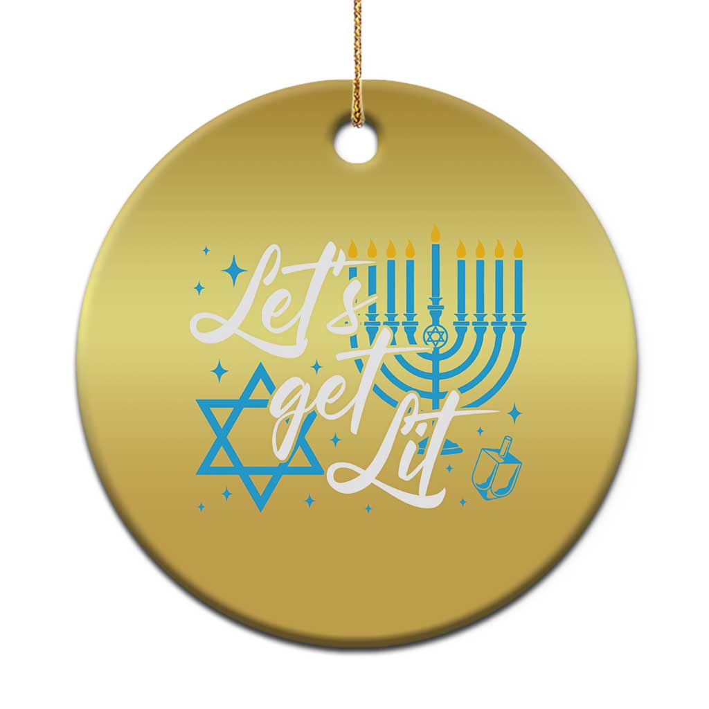 Funny Hanukkah Christmas Ornament Let's Get Lit Menorah David Star - Wonder Print Shop