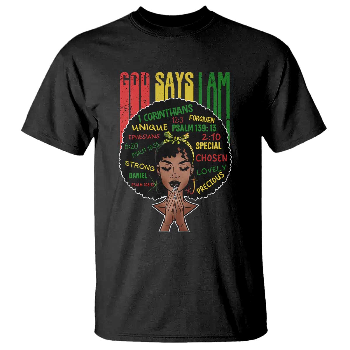 Proud Black African American T Shirt God Says I Am Black History Month Afro Girl