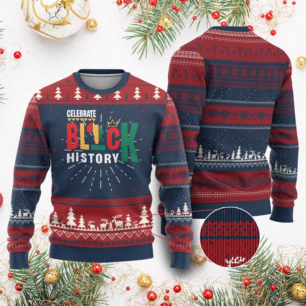 Celebrate Black History Ugly Christmas Sweater African American History Africa Map