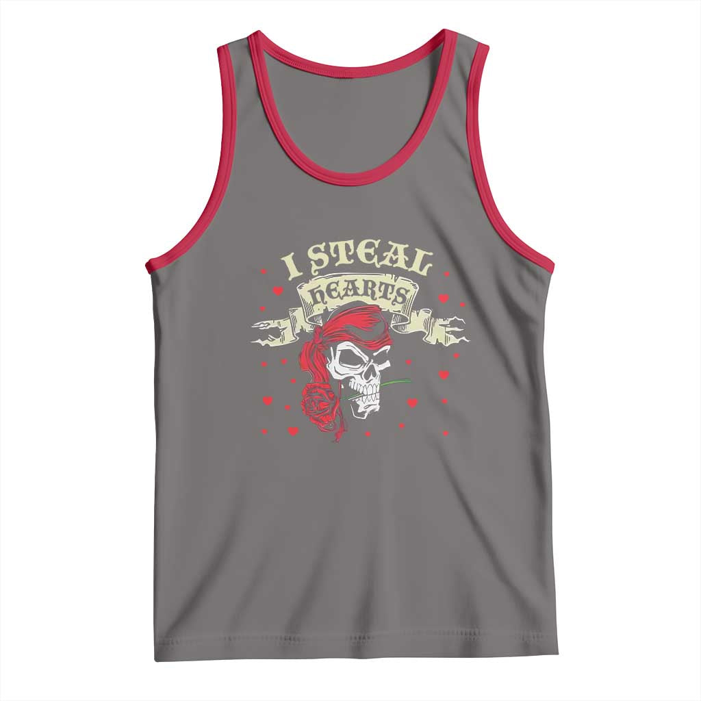 Funny Valentine's Day Pirate Tank Top I Steal Hearts Rose