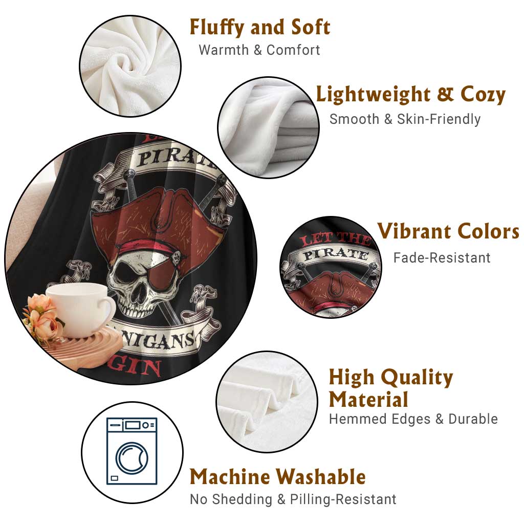 Let The Pirate Shenanigans Begin Throw Blanket Funny Crossbones Freebooter - Wonder Print Shop