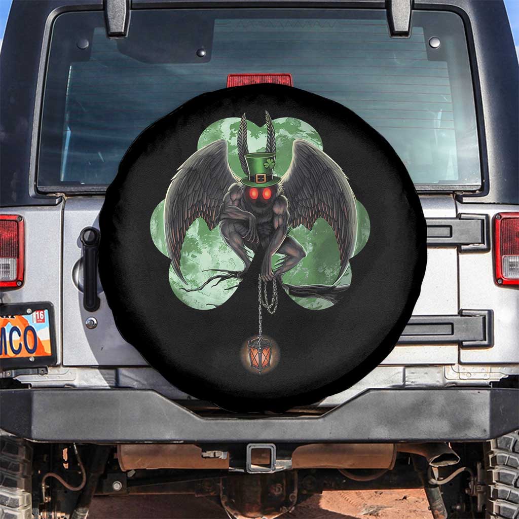 Funny St Patrick's Day Mothman Cryptid Creature Shamrock Spare Tire Cover