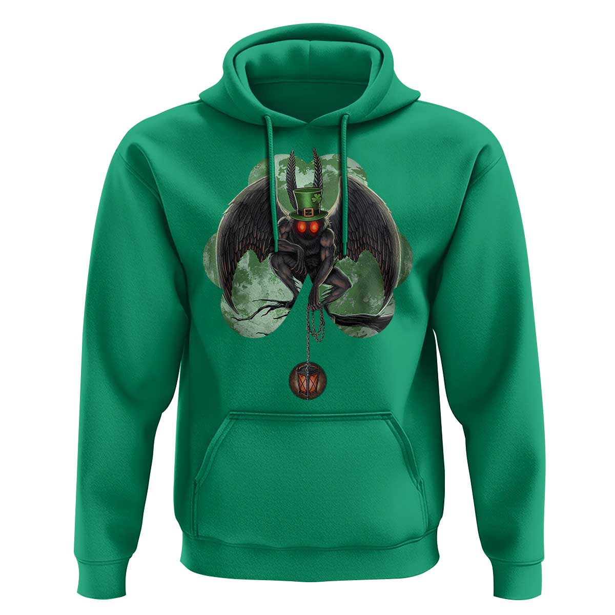 Funny St Patrick's Day Mothman Cryptid Creature Shamrock Hoodie