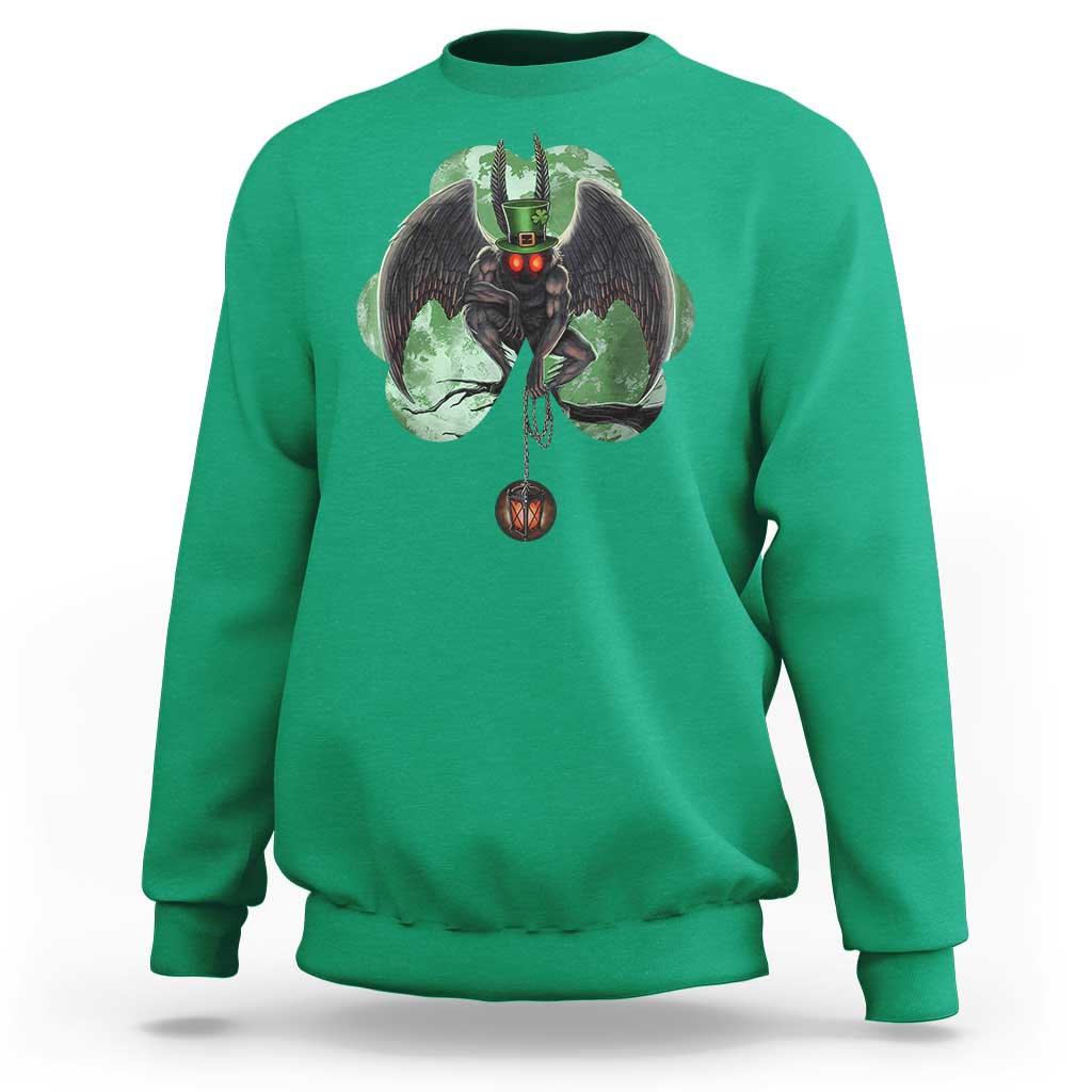 Funny St Patrick's Day Mothman Cryptid Creature Shamrock Sweatshirt