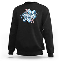 Autism Mini Coquette Puzzle Piece Pink Bow Sweatshirt