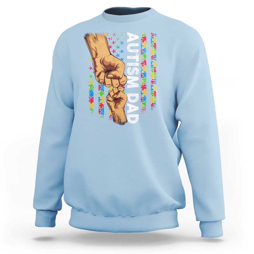Autism Dad Awareness American Flag Fist Bump Sweatshirt