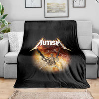 Autism Skeleton Funny Meme Throw Blanket Fire Burning Flames