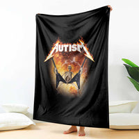 Autism Skeleton Rocker Throw Blanket Hardcore Rock Style Artwork