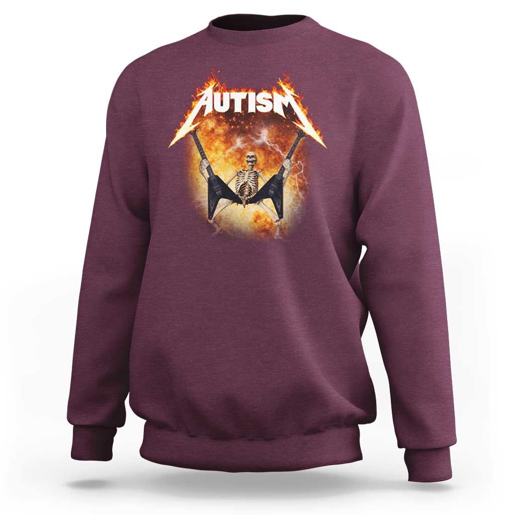Autism Skeleton Rocker Sweatshirt Hardcore Rock Style Artwork