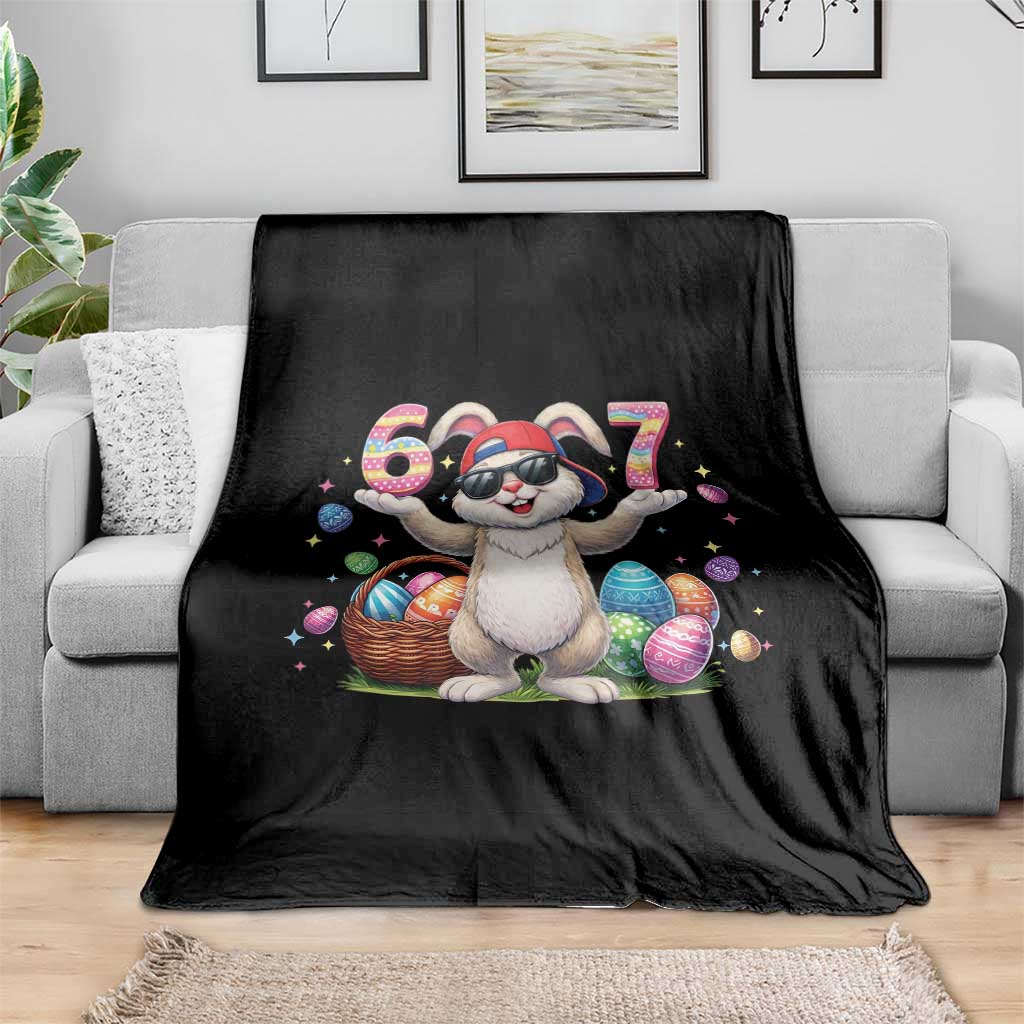 Funny Easter Day Six Seven 67 Bunny Boys Kids Throw Blanket