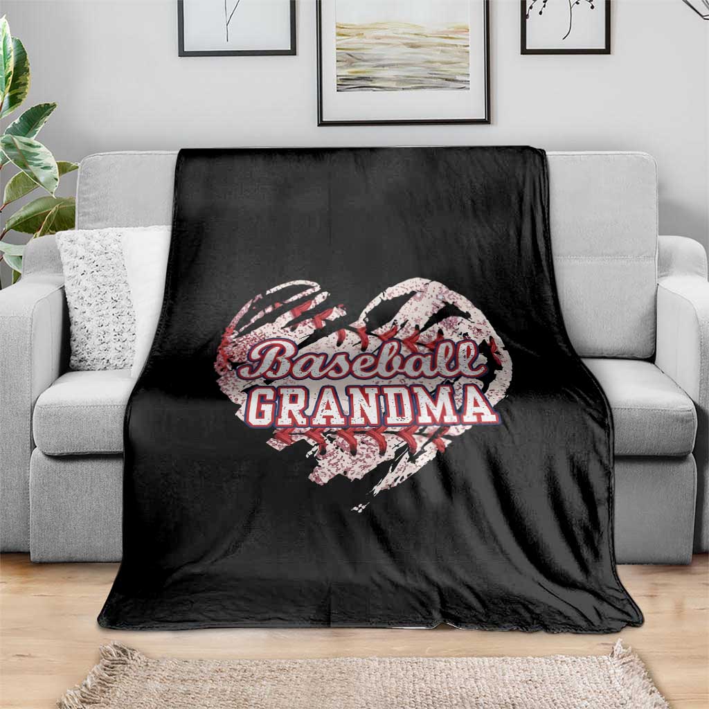 Baseball Grandma Throw Blanket Vintage Baseball Heart Game Day