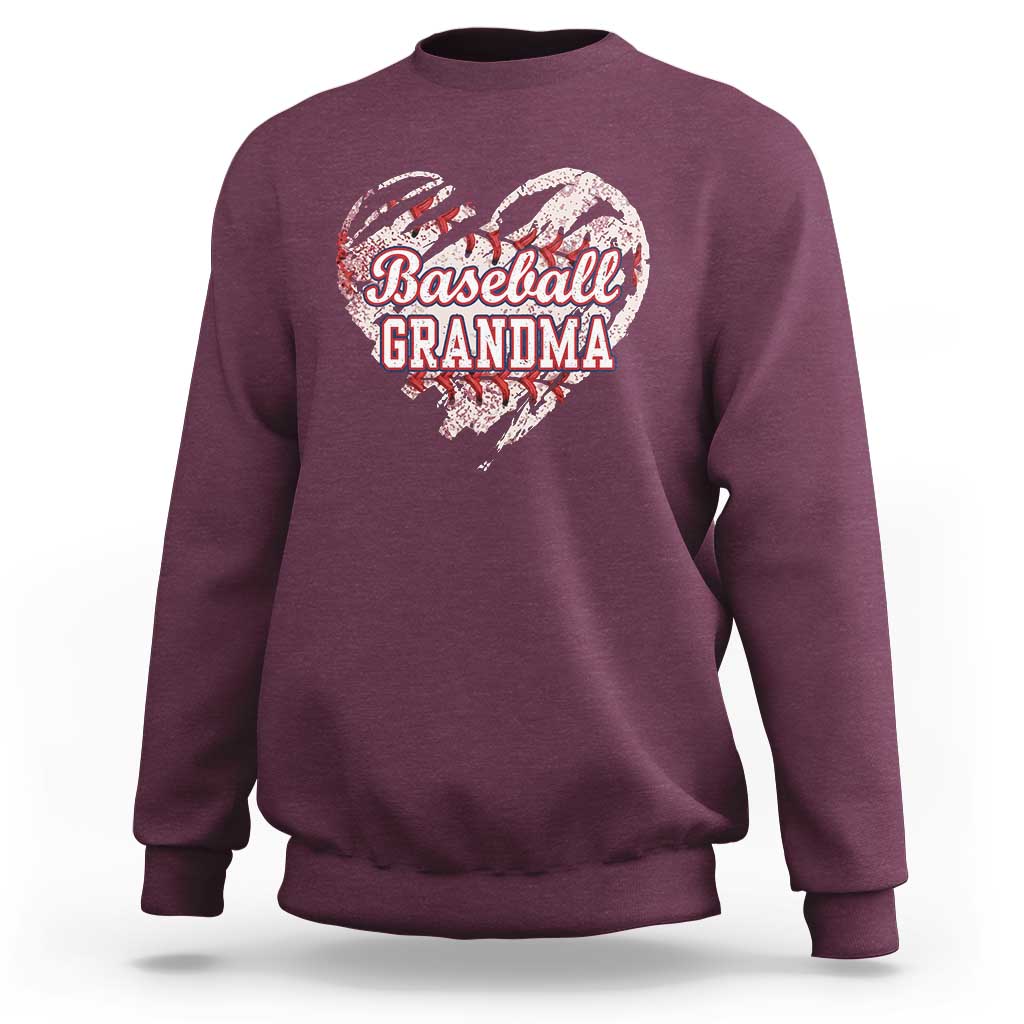 Baseball Grandma Sweatshirt Vintage Baseball Heart Game Day