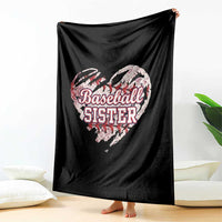 Baseball Sister Throw Blanket Vintage Baseball Heart Game Day