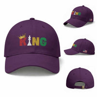 Funny Juneteenth King Baseball Cap Black Father Chess African American