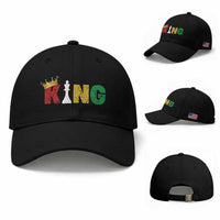 Funny Juneteenth King Baseball Cap Black Father Chess African American