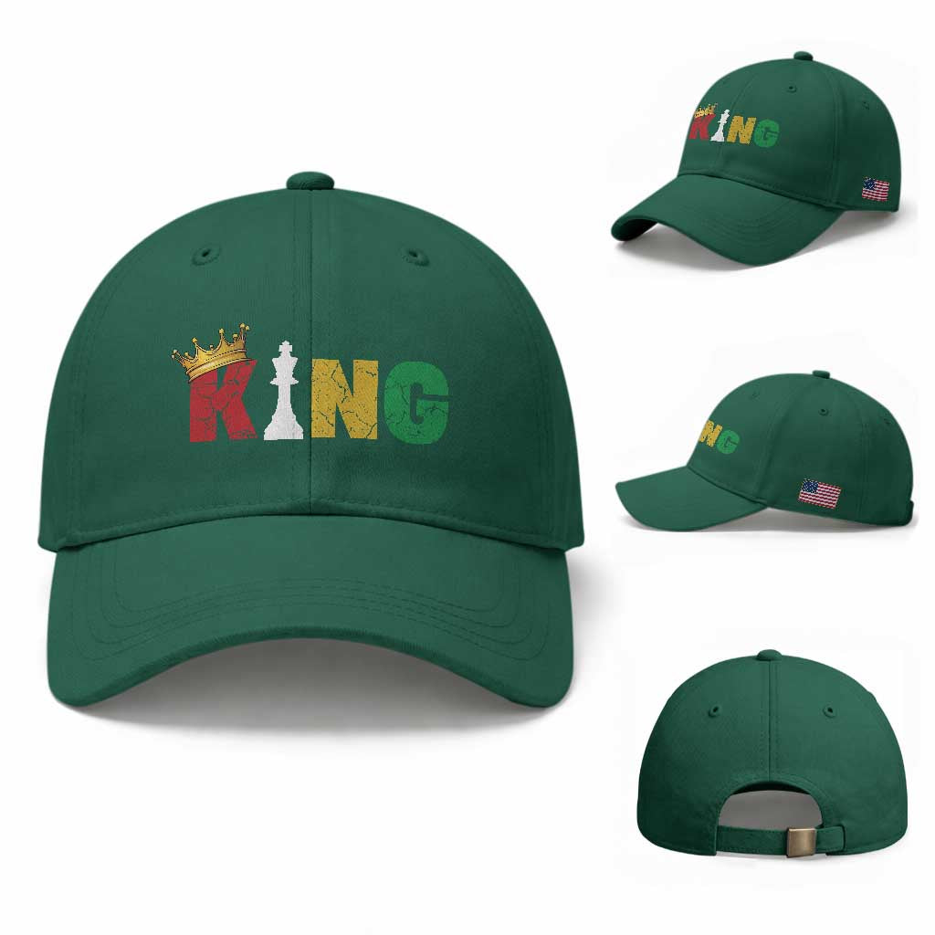 Funny Juneteenth King Baseball Cap Black Father Chess African American