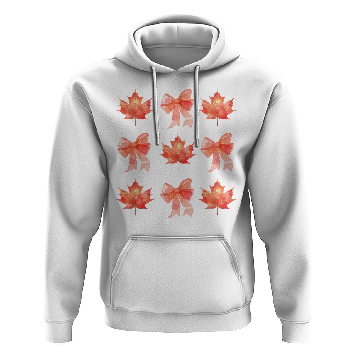 Happy Canada Day Hoodie Coquette Orange Bows Maple Leaf - Wonder Print Shop