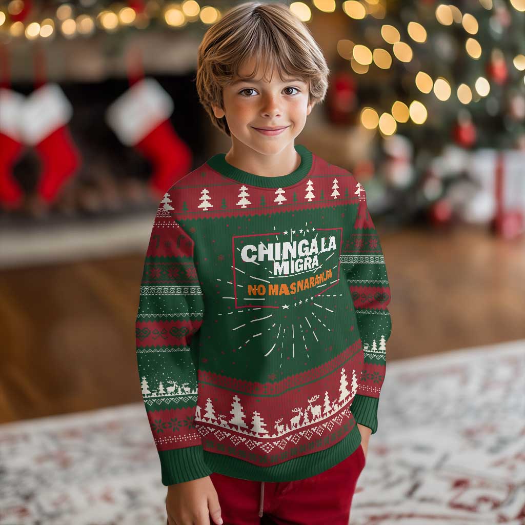 Funny Chinga La Migra No Mas Naranja Knitted Sweatshirt Star Stripes - Wonder Print Shop