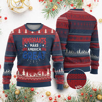 Funny Immigrants Make America Great Knitted Sweatshirt Stars Stripes - Wonder Print Shop