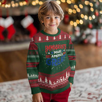 Funny Immigrants Make America Great Knitted Sweatshirt Stars Stripes - Wonder Print Shop