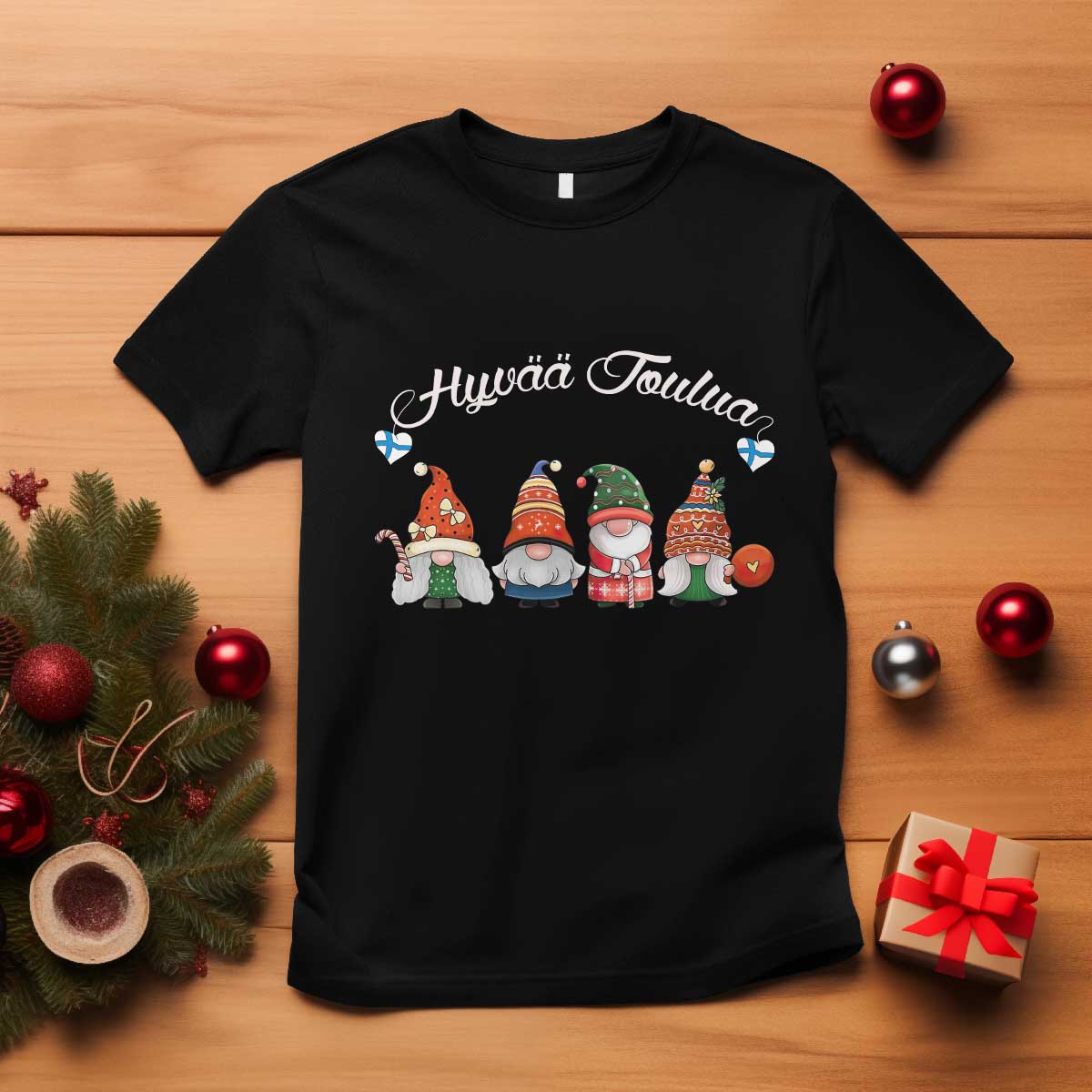 Hyv Joulua T Shirt Finland Christmas Gnome Korsns Sweater - Wonder Print Shop