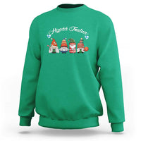 Irish green crewneck sweatshirt with winter gnome graphic and white lettering.