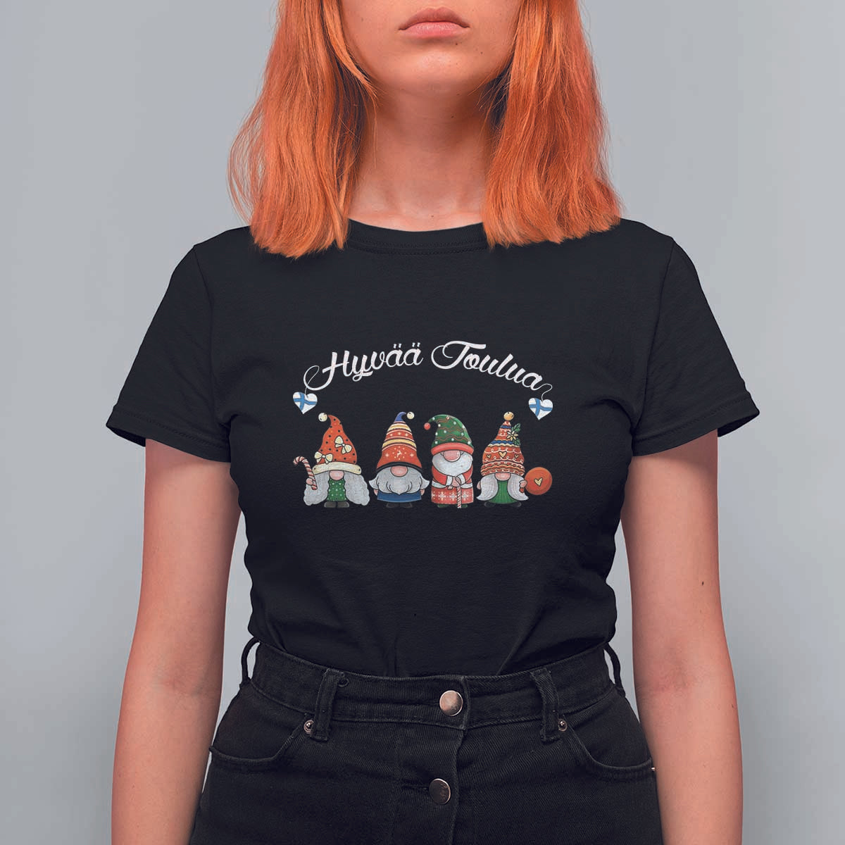 Hyv Joulua T Shirt For Women Finland Christmas Gnome Korsns Sweater - Wonder Print Shop