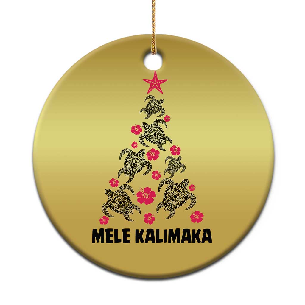 Xmas In Hawaii Christmas Ornament Mele Kalikimaka Kakau Tattoo Turtle Tree - Wonder Print Shop