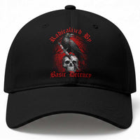Radicalized By Basic Decency Baseball Cap Vintage Gothic Victorian Crow Skull