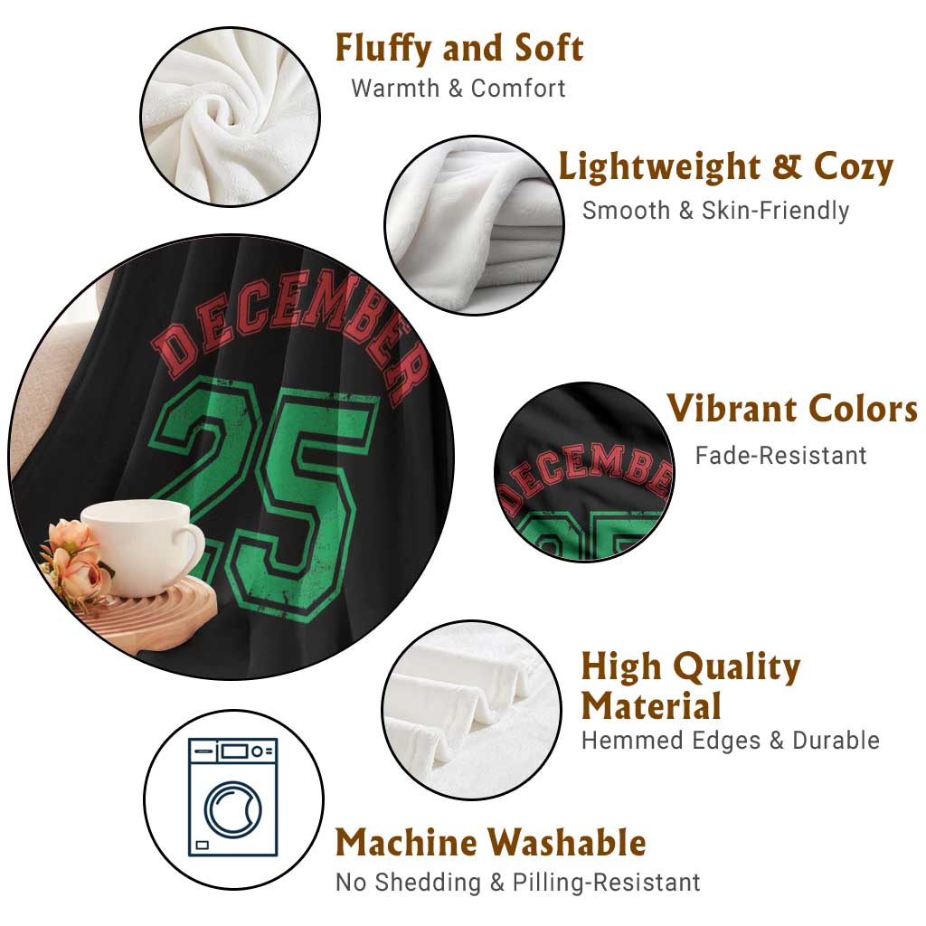 December 25 Christmas Sport Jersey Number Xmas Throw Blanket - Wonder Print Shop