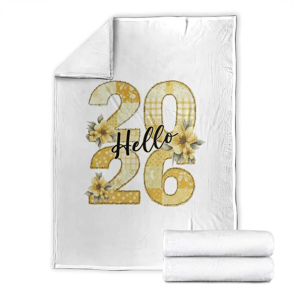 Hello New Year 2026 Vintage Floral Patchwork Quilt Throw Blanket - Wonder Print Shop