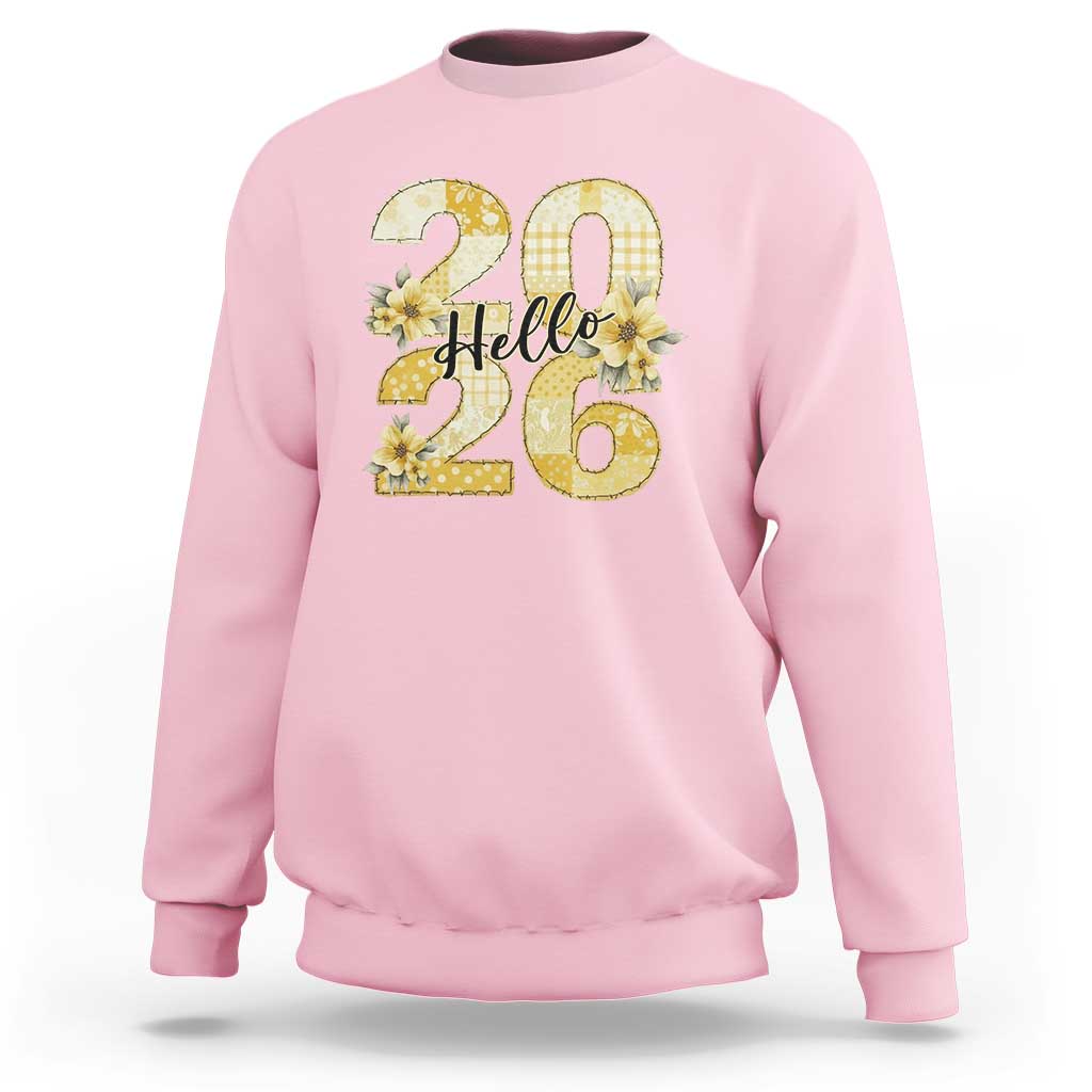Hello New Year 2026 Vintage Floral Patchwork Quilt Sweatshirt - Wonder Print Shop