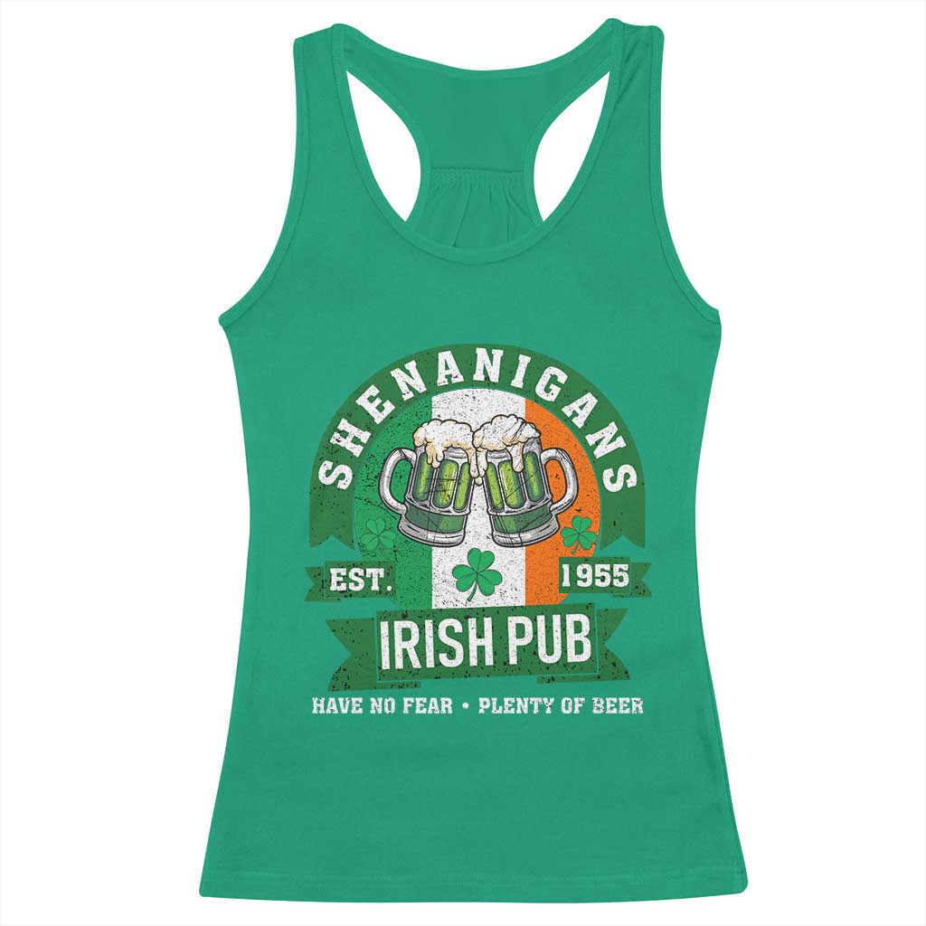 Funny St Patrick's Day Beer Drinking Racerback Tank Top Shenanigans Irish Pub Have No Fear Plenty Of Beer