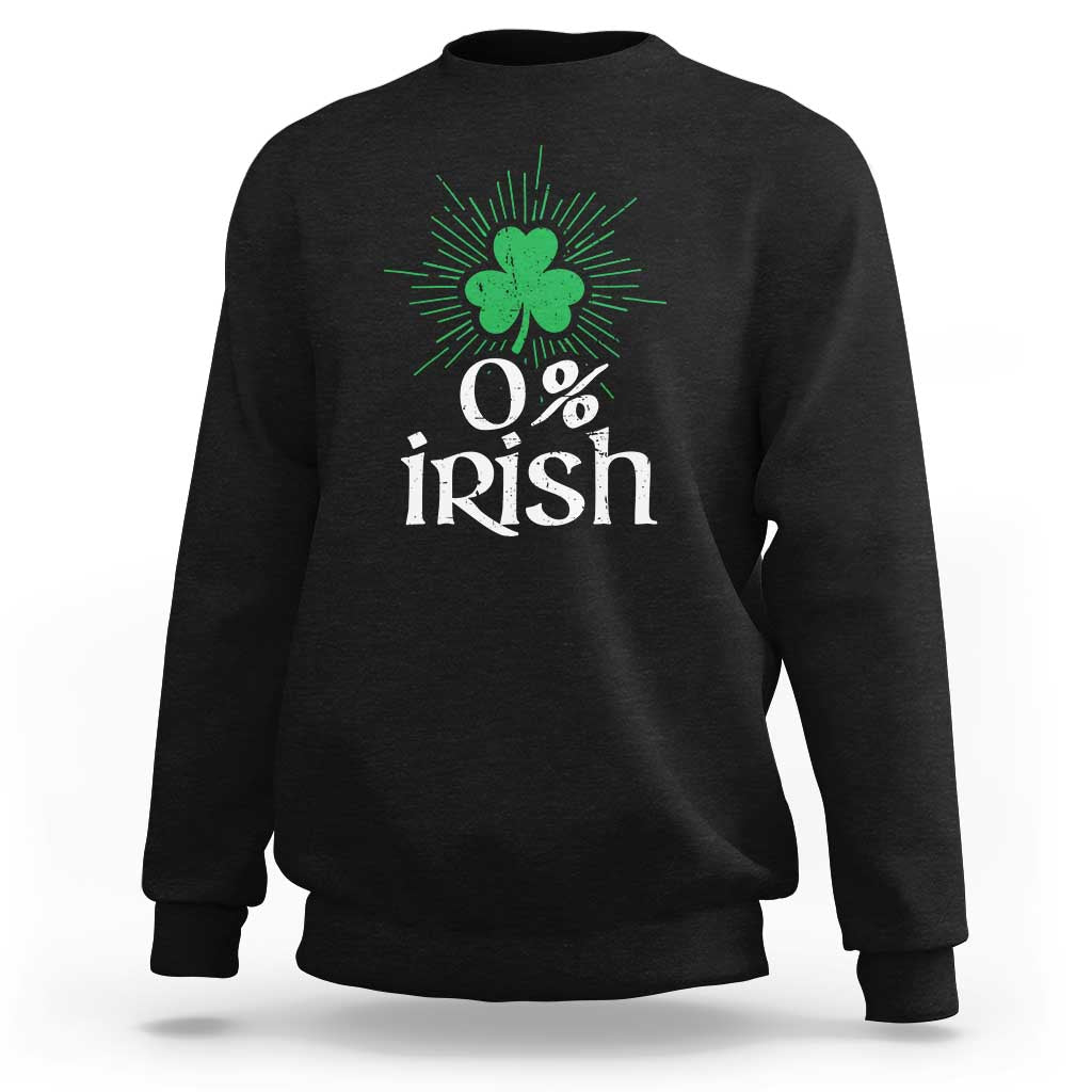 Funny 0% Irish St Patrick's Day Sweatshirt Vintage Shamrock