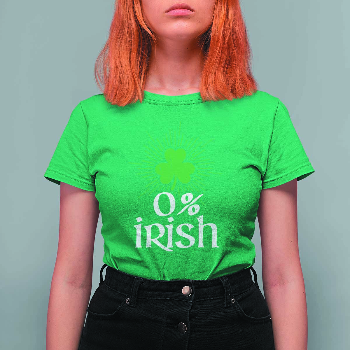 Funny 0% Irish St Patrick's Day T Shirt For Women Vintage Shamrock