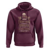 Maroon pullover hoodie with front graphic text and kangaroo pocket