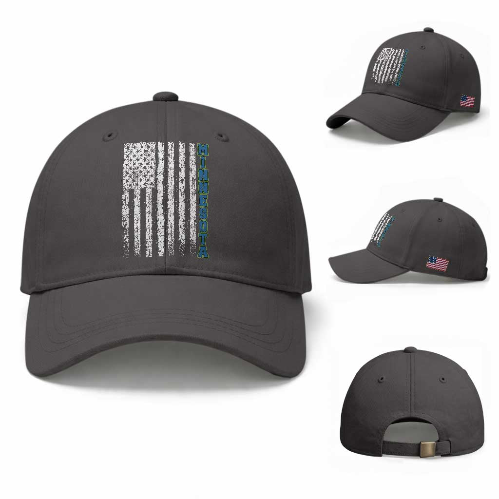 Minnesota MN State Pride Vintage American Flag Baseball Cap
