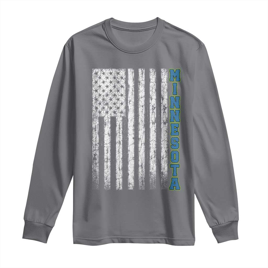 Minnesota MN State Pride Vintage American Flag Long Sleeve Shirt
