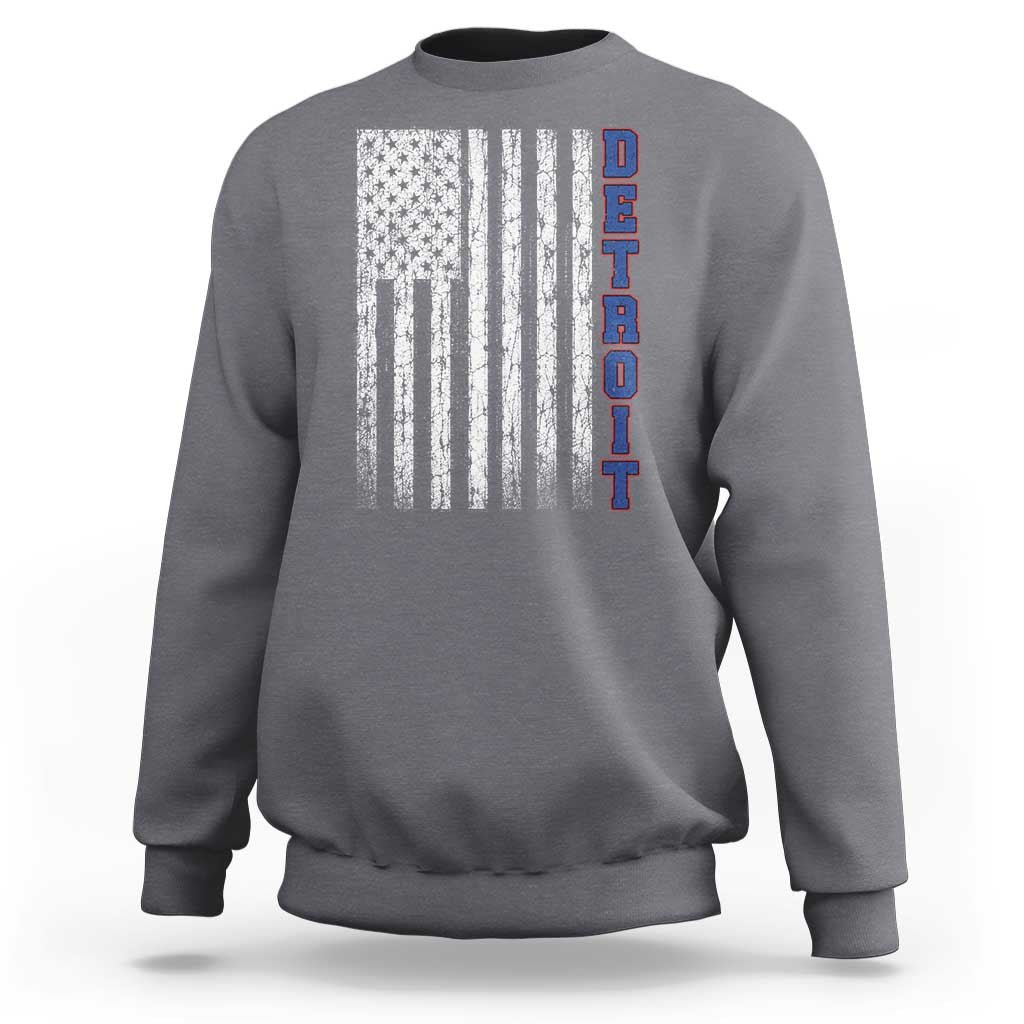 Detroit Michigan State Pride Vintage American Flag Sweatshirt