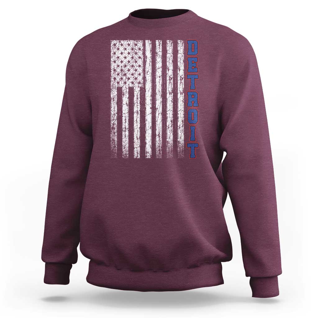 Detroit Michigan State Pride Vintage American Flag Sweatshirt