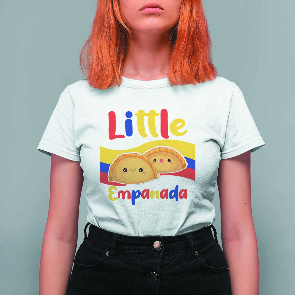 Funny Colombia Food T Shirt For Women Little Empanada Colombian Flag - Wonder Print Shop