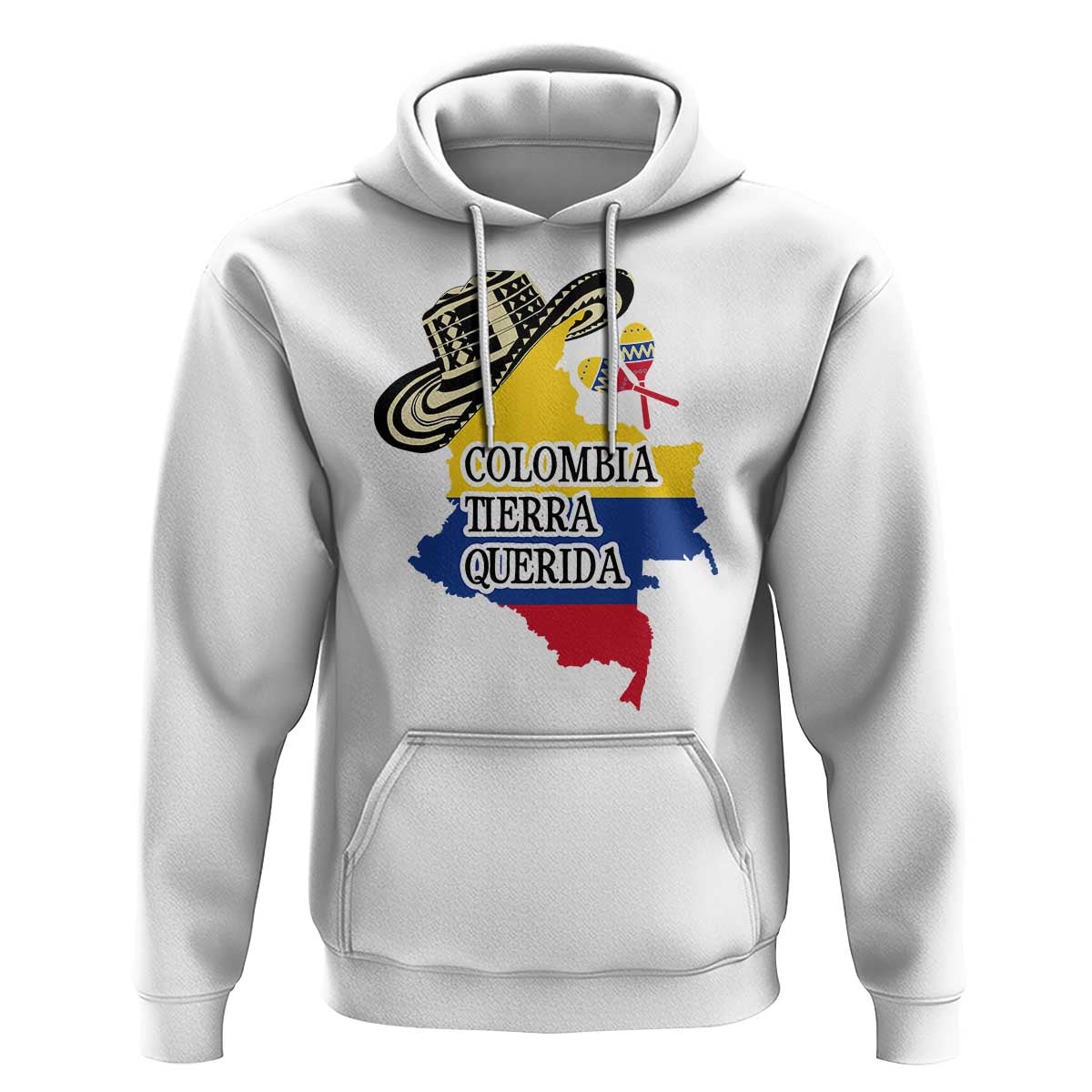 Funny Colombia Tierra Querida Hoodie Colombian Flag Sombrero Vueltiao Maracas - Wonder Print Shop