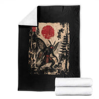 Samurai Mothman Japanese Vintage Graphic Ukiyo e Art Throw Blanket Funny Cryptids
