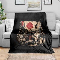 Samurai Mothman Japanese Vintage Graphic Ukiyo e Art Throw Blanket Funny Cryptids