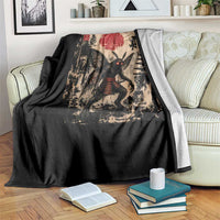 Samurai Mothman Japanese Vintage Graphic Ukiyo e Art Throw Blanket Funny Cryptids