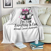 It Is Fine I Am Fine Everything Is Fine Breast Cancer Awareness Cat Throw Blanket