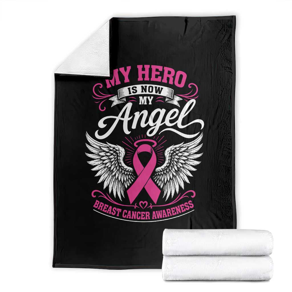 Breast Cancer Awareness Throw Blanket My Hero Is Now My Angel Pink Ribbon