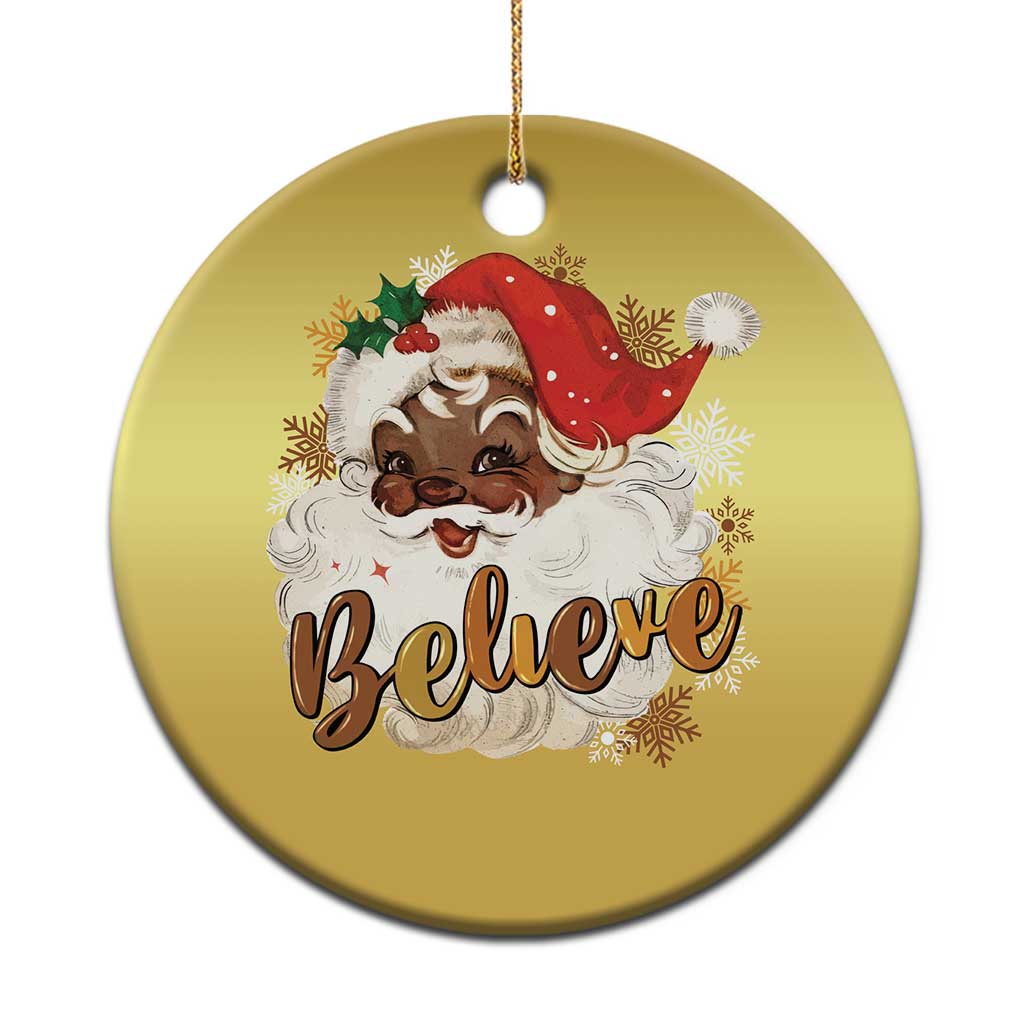 Funny Retro Black Santa Xmas Christmas Ornament Believe African American Xmas - Wonder Print Shop