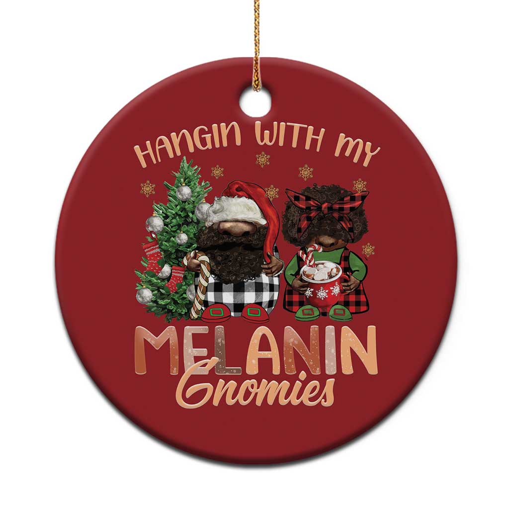 Funny African American Xmas Christmas Ornament Hangin With My Melanin Gnomies Afro Gnomes - Wonder Print Shop